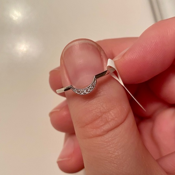 Fragrant Jewels Summer Bliss Collection Rhodium-Plated CZ Half Moon Ring Size 9 - Picture 2 of 3